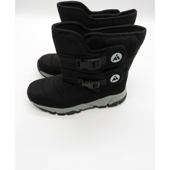 Men Size 4 Women Size 6 Black Snow boots Hook Loop Closure - Picture 5 of 7